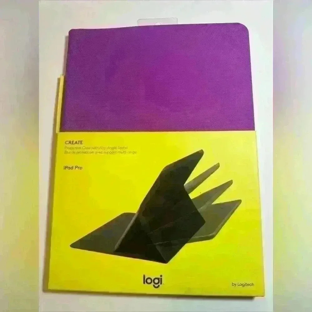 Logitech Logi PURPLE iPad PRO Create Protective Case Any Angle Stand Fold 12.9in